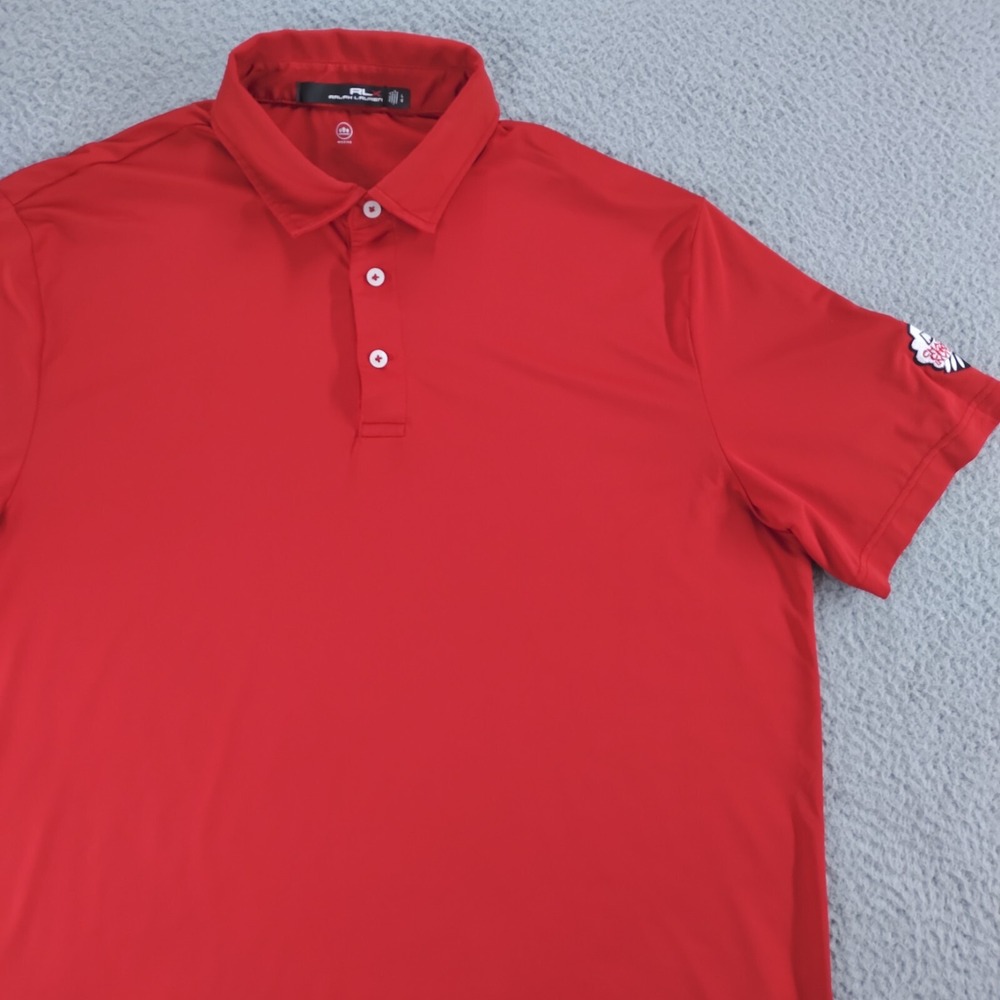 Ralph Lauren RLX Golf Polo Mens Large Red Good Chattanooga Choo Choo Stretch
